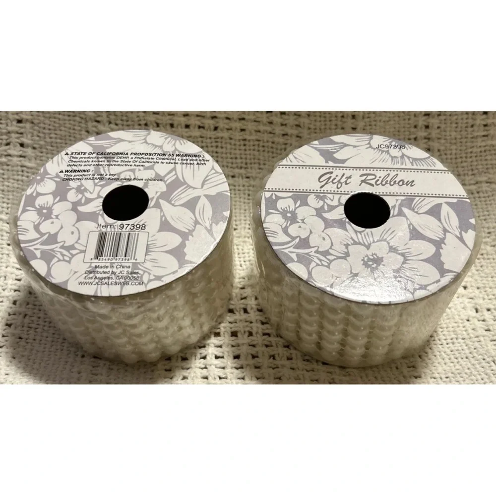 Lot Of 2 New Sealed Faux Pearl Gift Wrapping Trim